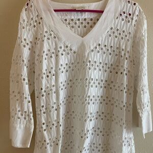 Elegant White Eyelet Women's Top